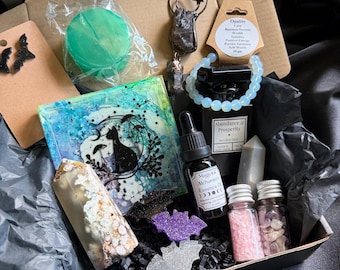 Moonshadow Familiar Witch Box – OOAK Cat Magick & Intuition Ritual Collection - Gothic Cottagecore Pagan Altar Set Box 308