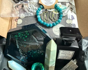 Peace & Happiness Spell Box: Crystals, Jewelry, Luna Moth Barrette