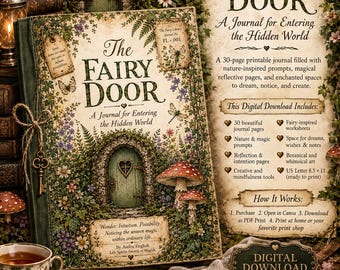 The Fairy Door Printable Fairycore Guided Journal | 30-Page Woodland Nature Journal PDF download from Canva