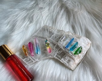 Aura Quartz Crystal Kit: Wands, Necklace & Spell Oil - Manifestation Set
