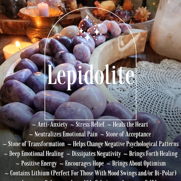 Lepidolite Polished Tumbled Stone. Free Spell Option. Associated With Anti-anxiety, Anti-depression, Self Love, Calming, Hope, Positivity.