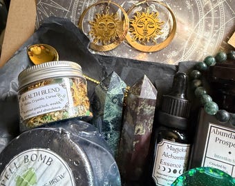 Solar Fortune Abundance Witch Box – Green Goddess Prosperity Spell Kit #304 Prosperity Spell Kit, Green Witch,  Magick Altar Box
