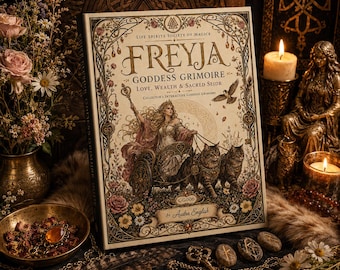 Freyja Goddess Grimoire Canva Digital Download, Freya Norse Pagan Book of Shadows, Printable Altar Kit, Tarot & Oracle Cards