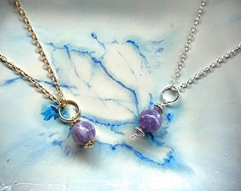 Lepidolite Crystal Necklace: Stress Relief & Emotional Balance Pendant for Anxiety Support and free enchantment option