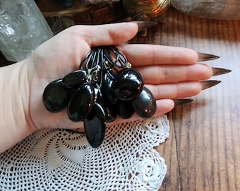 Tumbled Black Obsidian Necklace. Protection, healing, grounding, shields from narcissists.