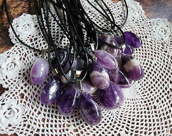Polished Amethyst Pendant Necklace... symbolic and spiritual piece.