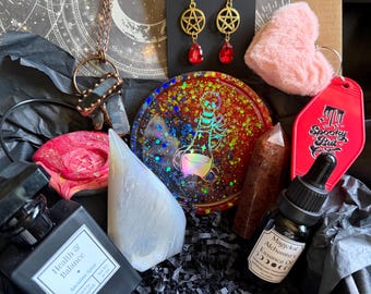 Spooky But Cute Love & Healing Witch Box – Goth Glam Spell Collection Box 301 - Goth Witch Gift, Potion Witch Aesthetic