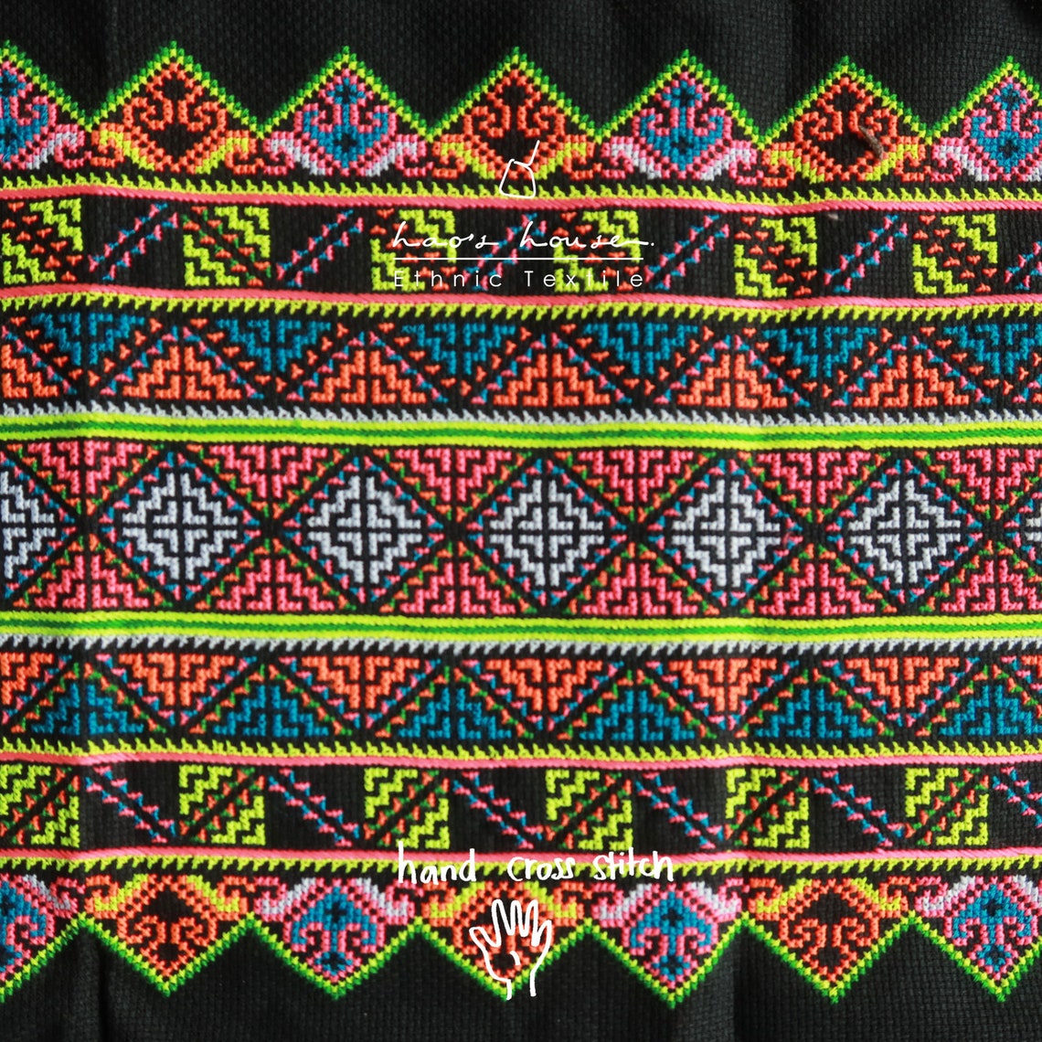 Vintage Hmong Handmade crossstitch Thai Hill Tribe Etsy