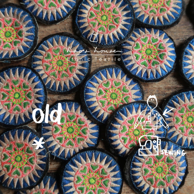 Bohemian Supply Material for Crafts,OLD patchesx13 Hmong Embroidery Patches,Vintage Boho
