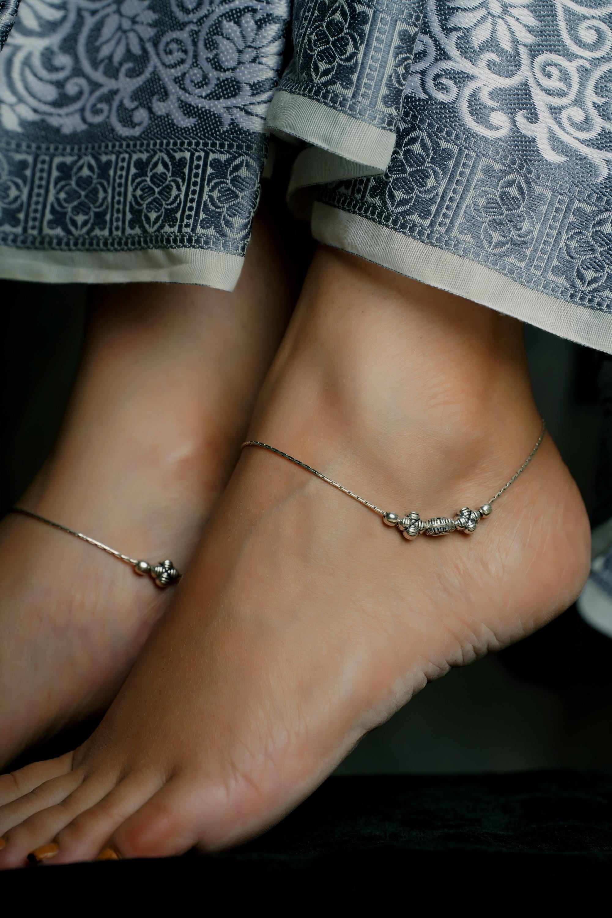 Indische 925 Silber oxidierte Silber Fußkette, Sterling Silber Kette, Frauen Licht Sleek Payal, Designer Diwali Geschenk, nettes Fußkettchen
