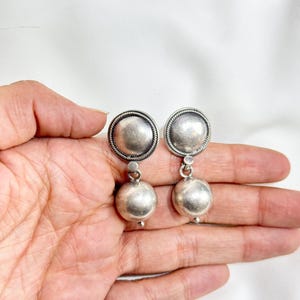 925 Silver Plain Ball Bead Earrings, Handcrafted Casual Wear Earrings, Boho Silver Earrings, Gift for Mother, Statement Piece