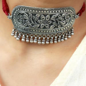 925 Pure Silver Adjustable Chitai Choker Necklace, Handcrafted, Minimalist Vintage Statement Jewelry, Gift for Her, By Swadeshi pitara