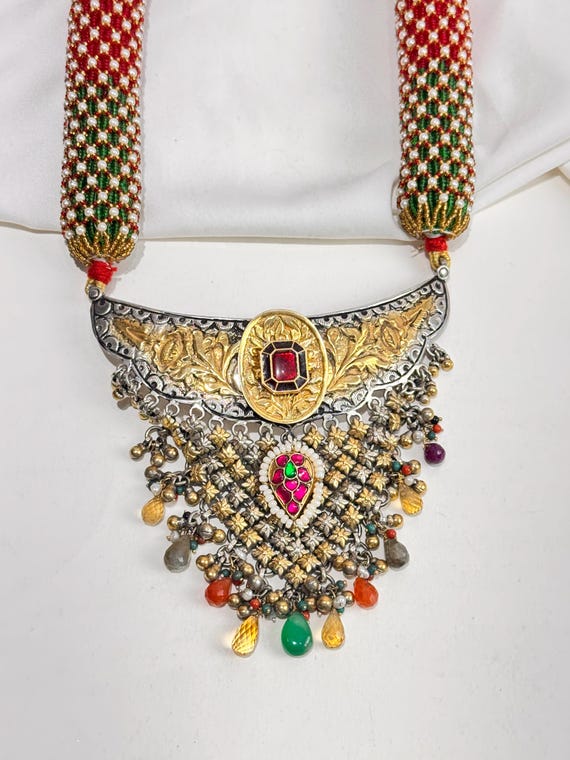 Rajputi Aad 925 Silver Necklace, Adjustable Rajwadi Necklace