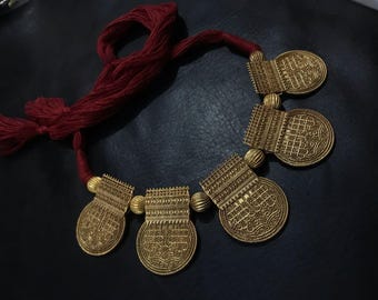 925 Silber Kastanienbraun Tribal Münze Choker Halskette