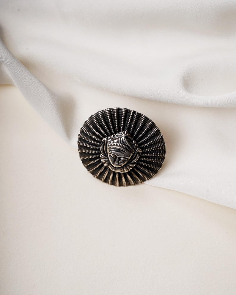 Handcrafted Durga Maa Ring, Oxidized Sterling Silver, Boho Goddess Jewelry image 2