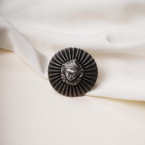 925 sterling silver adjustable ring featuring intricately carved Durga Maa motif with oxidised detailing, lightweight at 10.9 grams, handmade spiritual jewelry.