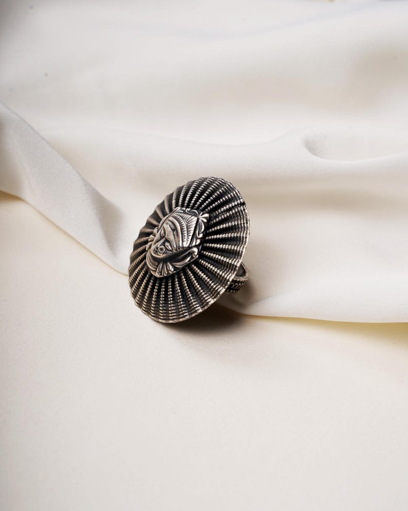 Handcrafted Durga Maa Ring, Oxidized Sterling Silver, Boho Goddess Jewelry image 3