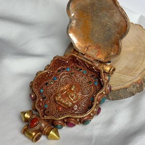 925 Silver Tibetan Gau Pendant, Buddhist Prayer Locket, Vintage Ghau Box Amulet, Openable Tribal Jewelry • Asur Face Pendant Necklace