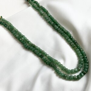 Natural Emerald Stone Beaded Necklace, Handcrafted Double Layer Mala, Semi-Precious Green Gemstone Jewelry by Swadeshi Pitara