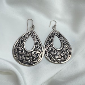 Chitai Work 925 Silver Earrings, Silver Stud Earrings, Statement Piece, Jhumka Earrings, Gift for her, Traditional Indian jewelry
