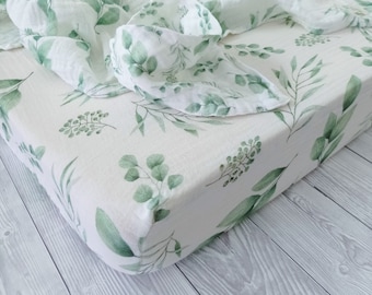 Toddler bed fitted sheet, Cot bed sheet, Organic muslin fitted sheet