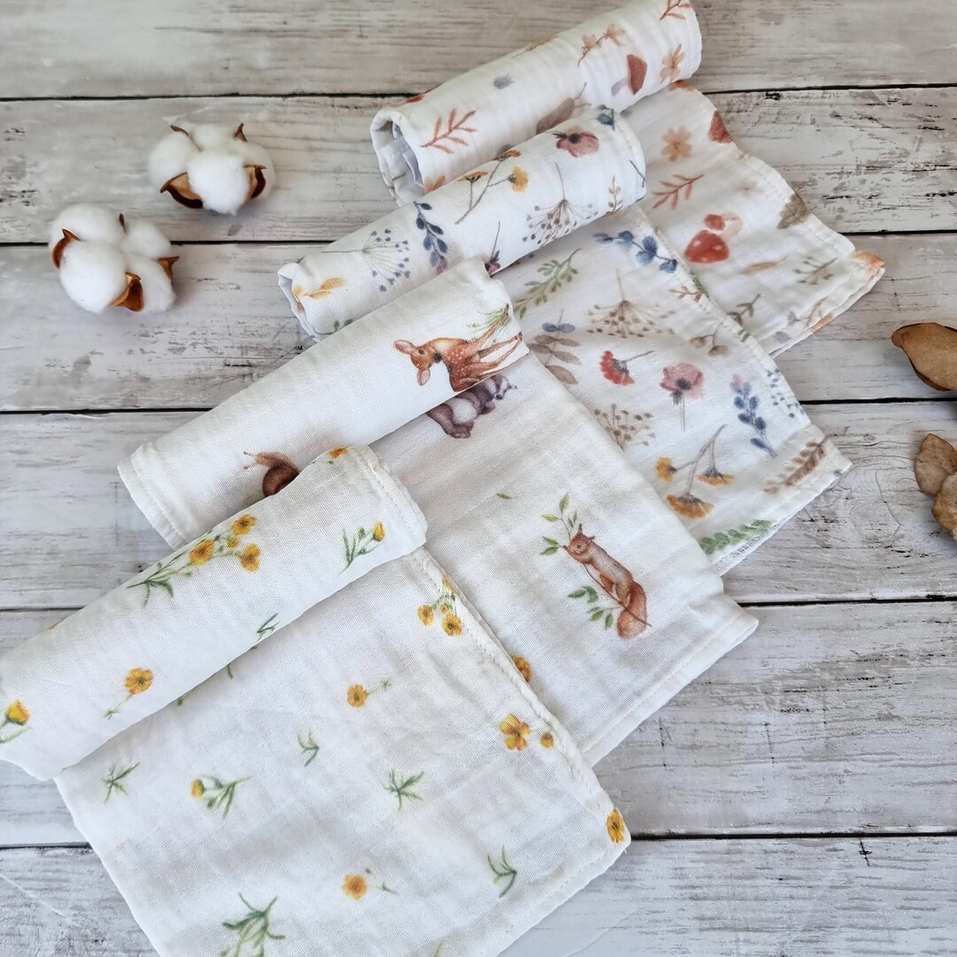 Newborn Burp Cloth, Muslin Squares Set, Hospital Bag Muslins, Baby
