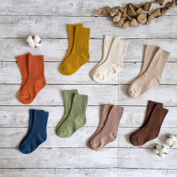 Ribbed baby socks, Knee high baby socks, Ribbed toddler socks, Cotton baby socks