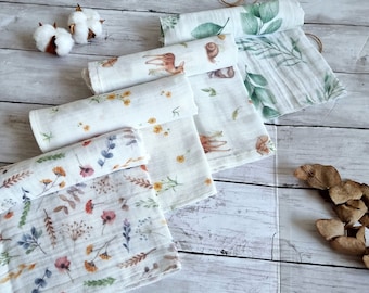 Newborn burp cloth, Muslin squares set, Hospital bag muslins, Baby shower gift, New baby muslin
