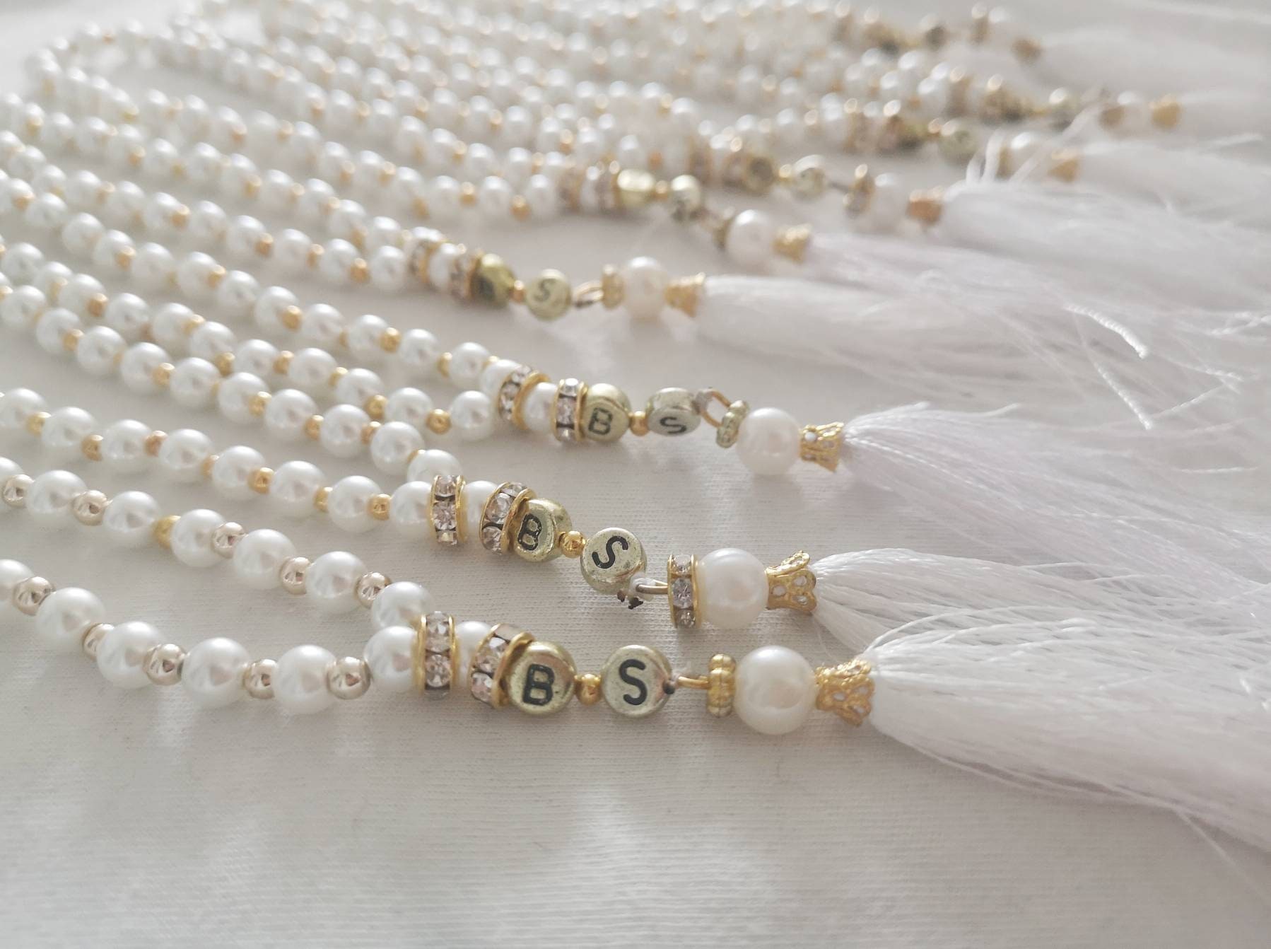 Personalised initials 33 Bead tasbih bride groom wedding Nikah prayer…