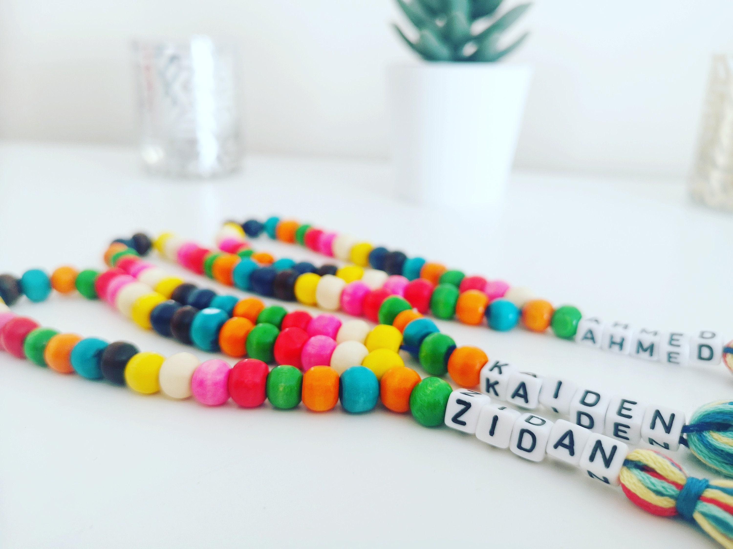 Children's Personalised wooden 33 bead worry prayer tasbih beads …
