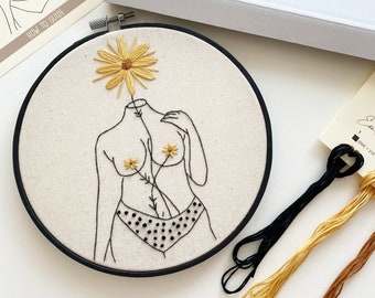 She is Beauty, Feminist Hoop Art, Beginners Embroidery Kit, DIY embroidery, Female Gift, Stitching Gift, Modern Embroidery, craft kit