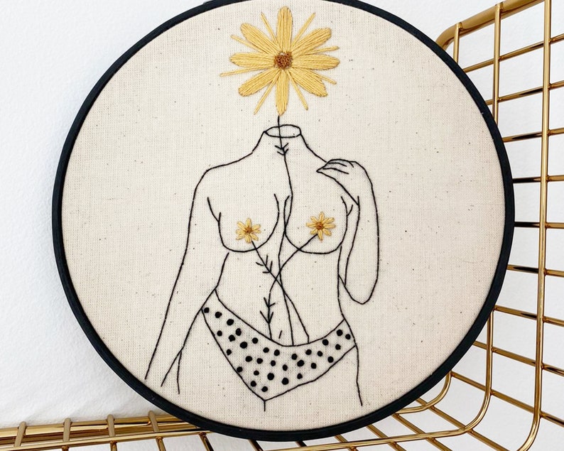 Sie ist Schönheit, Feministische Hoop Art, Anfänger Stickdatei, DIY Stickdatei, Weibliches Geschenk, Sticken Geschenk, Moderne Stickdatei, Bastelset Bild 7