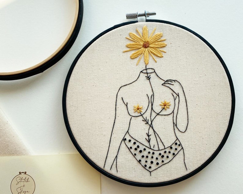 She is Beauty, Feminist Hoop Art, Beginners Embroidery Kit, DIY embroidery, Female Gift, Stitching Gift, Modern Embroidery, craft kit zdjęcie 3