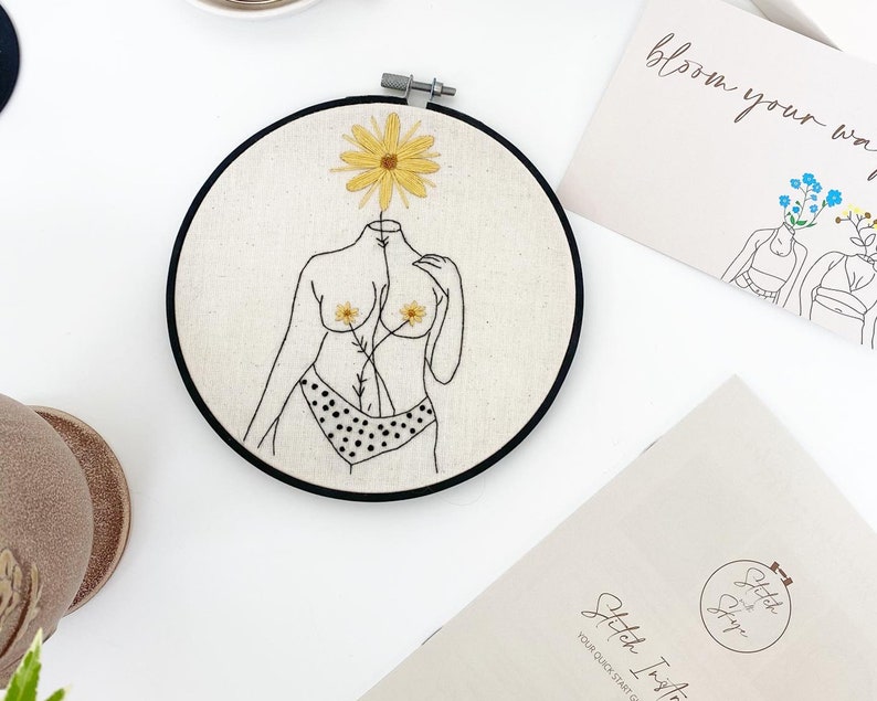 She is Beauty, Feminist Hoop Art, Beginners Embroidery Kit, DIY embroidery, Female Gift, Stitching Gift, Modern Embroidery, craft kit zdjęcie 4