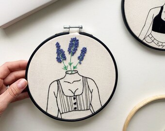 PDF pattern & how to guide - Lavender, Feminist Hand Embroidery Pattern (PDF modern embroidery pattern)