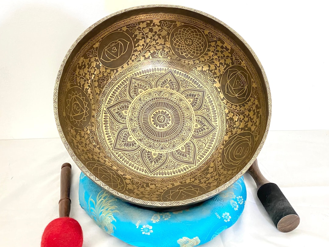 Extra Large Singing Bowl Seven Chakra Etched Large Tibetan Etsy