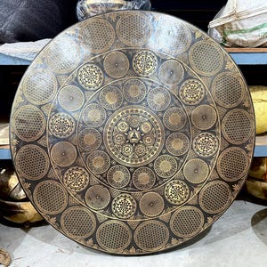 80cm large Tibetan gong bell- Adorned with flower of life and different other auspicious symbols-with premium sound quality-Best Healer