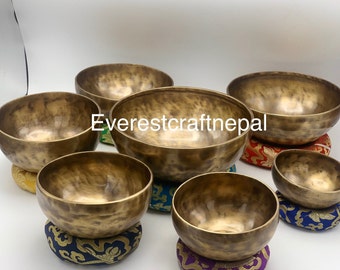 Professionally tuned antique tiger singing bowls - Himalayan meditation yoga chakra healing bowl comes with cushion & mallet - made in Nepal