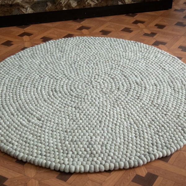 60CM-300CM Felt carpet Felt Ball Rugs / Natural Grey pom pom 100 % New Zealand Wool Carpet (Free Shipping)