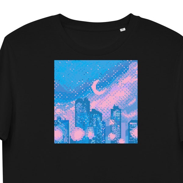 Sailor Moon Pixel Art Cityscape T-shirt unisexe en coton bio