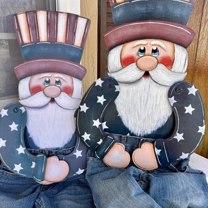 Uncle Sam Porch Decor for Summer Decoration, Wood and Fabric, Independence Day Decorating, 4th of July USA, Patriotic Character