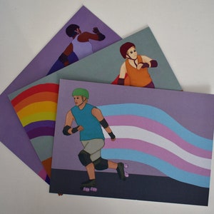 Queer roller derby postcards | Gay transgender bisexual