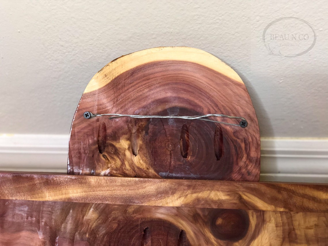 Live Edge Rough Cut Red Cedar Turkey Fan Beard Spurs Mount Shelf Wall