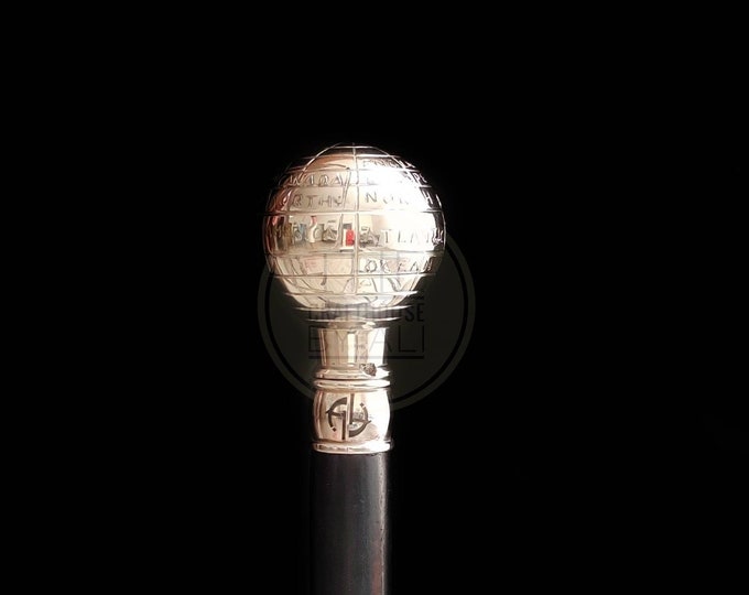 walking stick brass silver world globe Walking stick cane father day mother day gift brass handle walking stick wooden stick jogging stick