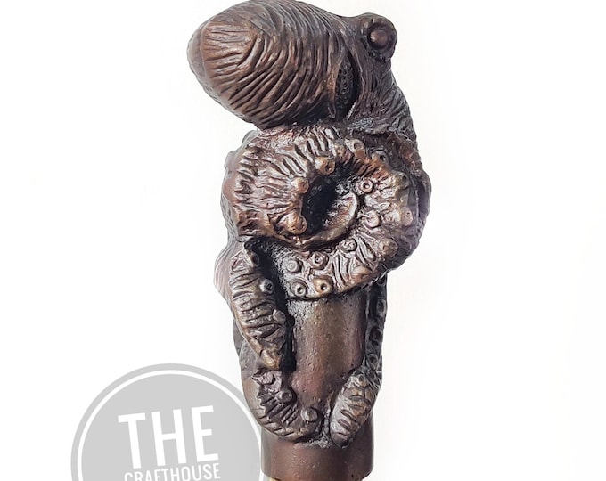 Octopus-inspired Walking Stick: A Symbol of Adaptability and brainpower octopus walking stick walking cane brass walking stick