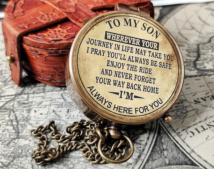 Brass compass, Engraved Compass Gift for son, Graduation Gift, Moving Away Gift, Birthday Gift, Best gift for Christmas