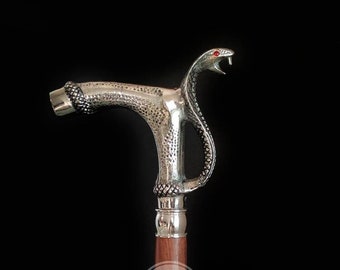 Brass Silver Snake Cane Wooden Walking Stick personalized Handle Knob Gift Antique snake waking stick cane brass silver model