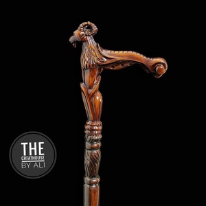 personalized Cane Victorian cane walking stick walking cane wooden stick Majestic goat Sheep Nature&#39;s Artistry in Every Step heart feel