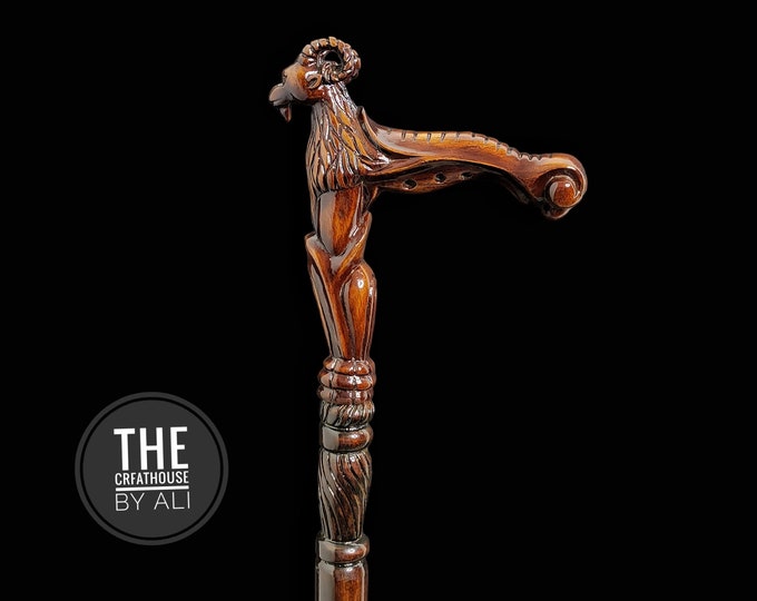 personalized Cane Victorian cane walking stick walking cane wooden stick Majestic goat Sheep Nature's Artistry in Every Step heart feel