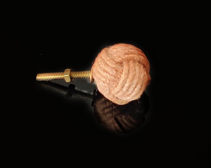 monkey fist Jute Rope Door Knobs Set of 4,6,8,12,24 Pull Handle Knobs for Cabinets, Wardrobes & Cupboards Nautical Hardware Decor